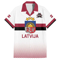 Custom Latvia Ice Hockey Champions Family Matching Off Shoulder Short Dress and Hawaiian Shirt Come on Latvija White style