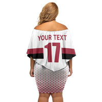 Custom Latvia Ice Hockey Champions Family Matching Off Shoulder Short Dress and Hawaiian Shirt Come on Latvija White style