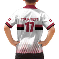 Custom Latvia Ice Hockey Champions Family Matching Short Sleeve Bodycon Dress and Hawaiian Shirt Come on Latvija White style