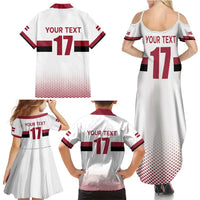Custom Latvia Ice Hockey Champions Family Matching Summer Maxi Dress and Hawaiian Shirt Come on Latvija White style