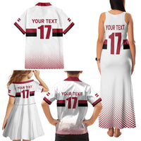 Custom Latvia Ice Hockey Champions Family Matching Tank Maxi Dress and Hawaiian Shirt Come on Latvija White style