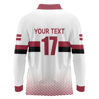 Custom Latvia Ice Hockey Champions Long Sleeve Polo Shirt Come on Latvija White style