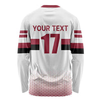 Custom Latvia Ice Hockey Champions Long Sleeve Shirt Come on Latvija White style