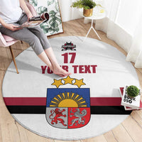 Custom Latvia Ice Hockey Champions Round Carpet Come on Latvija White style