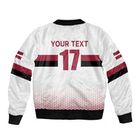 Custom Latvia Ice Hockey Champions Sleeve Zip Bomber Jacket Come on Latvija White style