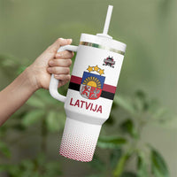 Custom Latvia Ice Hockey Champions Tumbler With Handle Come on Latvija White style