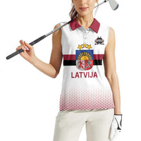 Custom Latvia Ice Hockey Champions Women Sleeveless Polo Shirt Come on Latvija White style