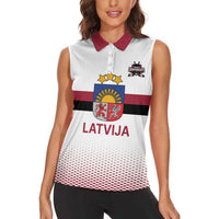Custom Latvia Ice Hockey Champions Women Sleeveless Polo Shirt Come on Latvija White style