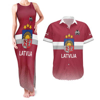 Custom Latvia Ice Hockey Champions Couples Matching Tank Maxi Dress and Hawaiian Shirt Come on Latvija Red style