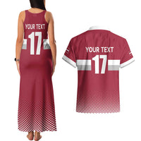 Custom Latvia Ice Hockey Champions Couples Matching Tank Maxi Dress and Hawaiian Shirt Come on Latvija Red style