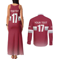 Custom Latvia Ice Hockey Champions Couples Matching Tank Maxi Dress and Long Sleeve Button Shirt Come on Latvija Red style