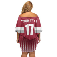 Custom Latvia Ice Hockey Champions Family Matching Off Shoulder Short Dress and Hawaiian Shirt Come on Latvija Red style