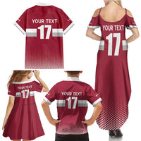 Custom Latvia Ice Hockey Champions Family Matching Summer Maxi Dress and Hawaiian Shirt Come on Latvija Red style