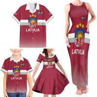 Custom Latvia Ice Hockey Champions Family Matching Tank Maxi Dress and Hawaiian Shirt Come on Latvija Red style