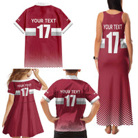 Custom Latvia Ice Hockey Champions Family Matching Tank Maxi Dress and Hawaiian Shirt Come on Latvija Red style