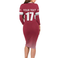 Custom Latvia Ice Hockey Champions Long Sleeve Bodycon Dress Come on Latvija Red style