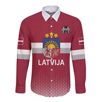 Custom Latvia Ice Hockey Champions Long Sleeve Button Shirt Come on Latvija Red style
