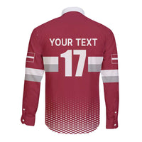 Custom Latvia Ice Hockey Champions Long Sleeve Button Shirt Come on Latvija Red style