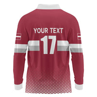 Custom Latvia Ice Hockey Champions Long Sleeve Polo Shirt Come on Latvija Red style