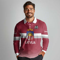 Custom Latvia Ice Hockey Champions Long Sleeve Polo Shirt Come on Latvija Red style