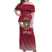 Custom Latvia Ice Hockey Champions Off Shoulder Maxi Dress Come on Latvija Red style