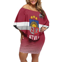 Custom Latvia Ice Hockey Champions Off Shoulder Short Dress Come on Latvija Red style