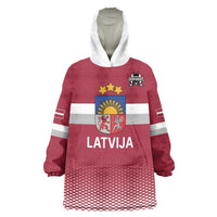 Custom Latvia Ice Hockey Champions Wearable Blanket Hoodie Come on Latvija Red style