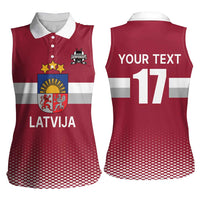 Custom Latvia Ice Hockey Champions Women Sleeveless Polo Shirt Come on Latvija Red style