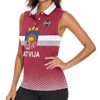 Custom Latvia Ice Hockey Champions Women Sleeveless Polo Shirt Come on Latvija Red style