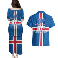 Iceland Icelandic National Day Couples Matching Puletasi and Hawaiian Shirt Happy 81th Anniversary