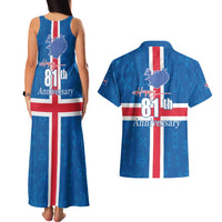 Iceland Icelandic National Day Couples Matching Tank Maxi Dress and Hawaiian Shirt Happy 81th Anniversary