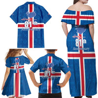 Iceland Icelandic National Day Family Matching Off Shoulder Maxi Dress and Hawaiian Shirt Happy 81th Anniversary