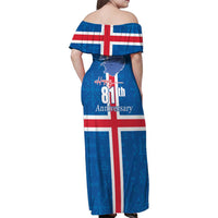 Iceland Icelandic National Day Family Matching Off Shoulder Maxi Dress and Hawaiian Shirt Happy 81th Anniversary