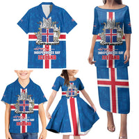 Iceland Icelandic National Day Family Matching Puletasi and Hawaiian Shirt Happy 81th Anniversary