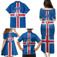 Iceland Icelandic National Day Family Matching Puletasi and Hawaiian Shirt Happy 81th Anniversary