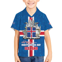 Iceland Icelandic National Day Family Matching Short Sleeve Bodycon Dress and Hawaiian Shirt Happy 81th Anniversary
