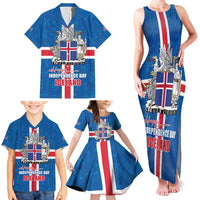 Iceland Icelandic National Day Family Matching Tank Maxi Dress and Hawaiian Shirt Happy 81th Anniversary