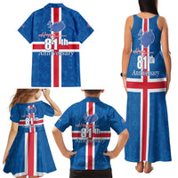 Iceland Icelandic National Day Family Matching Tank Maxi Dress and Hawaiian Shirt Happy 81th Anniversary