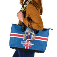 Iceland Icelandic National Day Leather Tote Bag Happy 81th Anniversary
