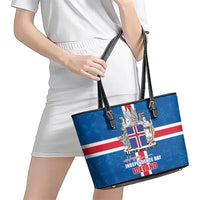 Iceland Icelandic National Day Leather Tote Bag Happy 81th Anniversary