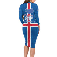 Iceland Icelandic National Day Long Sleeve Bodycon Dress Happy 81th Anniversary