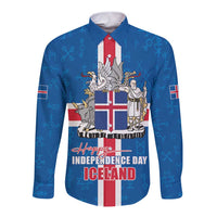 Iceland Icelandic National Day Long Sleeve Button Shirt Happy 81th Anniversary