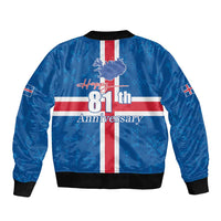 Iceland Icelandic National Day Sleeve Zip Bomber Jacket Happy 81th Anniversary