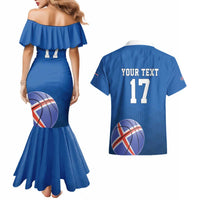 Iceland Basketball Custom Couples Matching Mermaid Dress and Hawaiian Shirt Blue Style