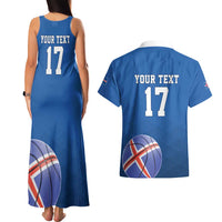 Iceland Basketball Custom Couples Matching Tank Maxi Dress and Hawaiian Shirt Blue Style