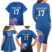 Iceland Basketball Custom Family Matching Long Sleeve Bodycon Dress and Hawaiian Shirt Blue Style