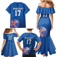Iceland Basketball Custom Family Matching Mermaid Dress and Hawaiian Shirt Blue Style