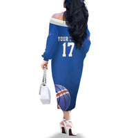 Iceland Basketball Custom Family Matching Off The Shoulder Long Sleeve Dress and Hawaiian Shirt Blue Style