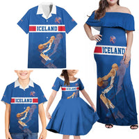 Iceland Basketball Custom Family Matching Off Shoulder Maxi Dress and Hawaiian Shirt Blue Style