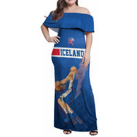 Iceland Basketball Custom Family Matching Off Shoulder Maxi Dress and Hawaiian Shirt Blue Style